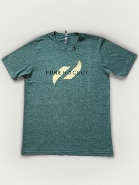 Pure Hockey Men Size M T-Shirt Short Sleeve Gym Workout Round Neck Green Logo